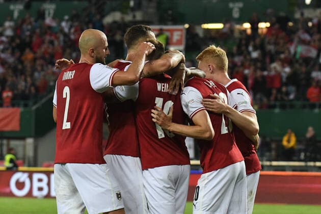 UEFA Nations League, group A1 Austria vs. France Players of Austria celebrating after scoring 1-0 Vienna Austria Copyright: xANCAxTEPEIx