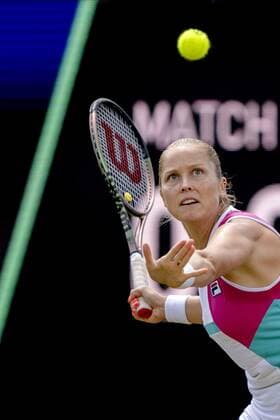 ROSMALEN - Tennis player Shelby Rogers (United States) in action during the match against Aryna Sabalenka (not in photo, Belarus) at the international tennis tournament Libema Open. The combined Dutch tennis tournament for men and women will be held on the grass courts of Autotron for twelve days. ANP SANDER KING xVIxANPxSportx xxANPxIVx