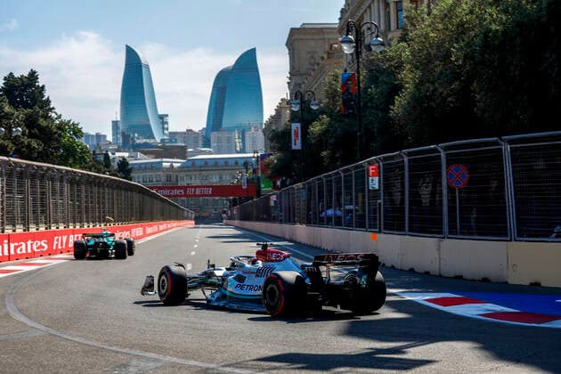 63 George Russell (GBR, Mercedes-AMG Petronas F1 Team), F1 Grand Prix of Azerbaijan at Baku City Circuit on June 11, 2022 in Baku, Azerbaijan. (Photo by HOCH ZWEI) Baku Azerbaijan