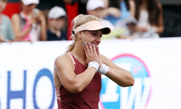 Sabine Lisicki (GER) den Tränen nahe nach Sieg in zwei Sätzen gegen Asia Muhammad (USA) Tennis bett1 open WTA, Tennis Damen 500 Turnier auf Rasen Damen Saison 2021 2022 11.06.2022