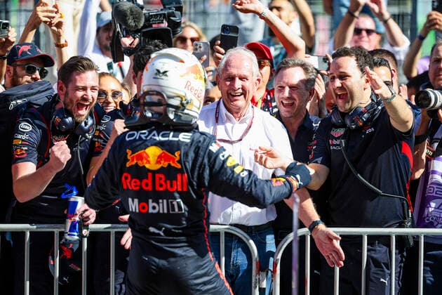 1 Max Verstappen (NLD, Oracle Red Bull Racing), Dr. Helmut Marko (AUT, Oracle Red Bull Racing), F1 Grand Prix of Azerbaijan at Baku City Circuit on June 12, 2022 in Baku, Azerbaijan. (Photo by HOCH ZWEI) Baku Azerbaijan