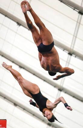 June 12, 2022, Calgary, AB, CANADA: BrazilöÄÃ s Ingrid Oliveira, left, and Kawan Pereira compete in the FINA Diving Grand Prix Mixed 10m Synchro Finals in Calgary, Alta., Sunday, June 12, 2022. Ingrid Oliveira, Kawan Pereira - ZUMAc35_ 20220612_zaf_c35_057 Copyright: xJeffxMcintoshx