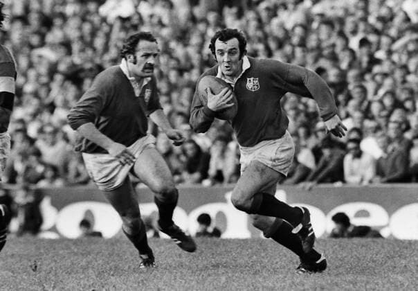 Rugby Union - 1977 British Lions Tour to New Zealand - Waikato 13 British Lions 18 Phil Bennett and David Burcher (left) of the British Lions at Rugby Park, Hamilton. 