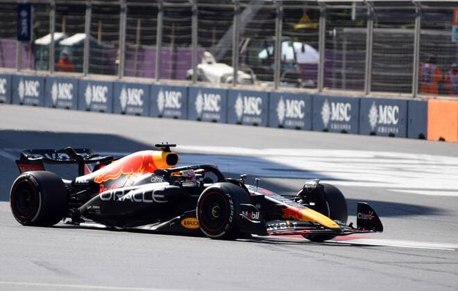 (220613) -- BAKU, June 13, 2022 -- Red Bull s Dutch driver Max Verstappen steers his car during the Formula One Azerbaijan Grand Prix at the Baku City Circuit in Baku, Azerbaijan, on June 12, 2022. ) (SP)AZERBAIJAN-BAKU-F1 AZERBAIJAN GRAND PRIX TofiqxBabayev 