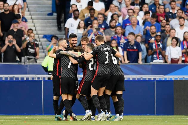France v Croatia: UEFA Nations League - League Path Group 1 Luka Modric (Real Madrid) of Croatia celebrates after scoring his sides first goal during the UEFA Nations League League A Group 1 match between France and Croatia at Stade de France on June 13, 2022 in Paris, France. Paris France  Copyright: xJosexBretonx originalFilename:breton-francevc220613_np7ZO.jpg
