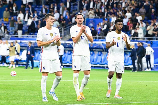 Deception des joueurs de l equipe de France - Adrien Rabiot ( 14 - France ) - Benjamin Pavard ( 2 - France ) - Kingsley Coman ( 11 - France ) - FOOTBALL : France vs Croatie - Ligue des Nations - 13 06 2022 FedericoPestellini Panoramic 