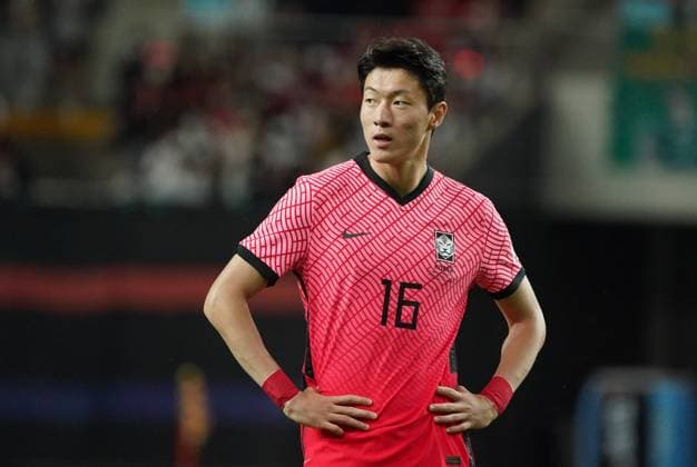 Friendly football match ( South Korea vs Egypt - 20220614 ) SEOUL, SOUTH KOREA, JUN 14 : Hwang Ui-jo of South Korea reacts during International Friendly, Länderspiel, Nationalmannschaft football match between South Korea and Egypt at the Seoul World Cub Stadium in Seoul, South Korea, 14 June 2022. (Editorial Use Only) Seoul the Seoul World Cup Stadium South Korea 7425_259265 Copyright: xSeokyongxLee PentaxPressx