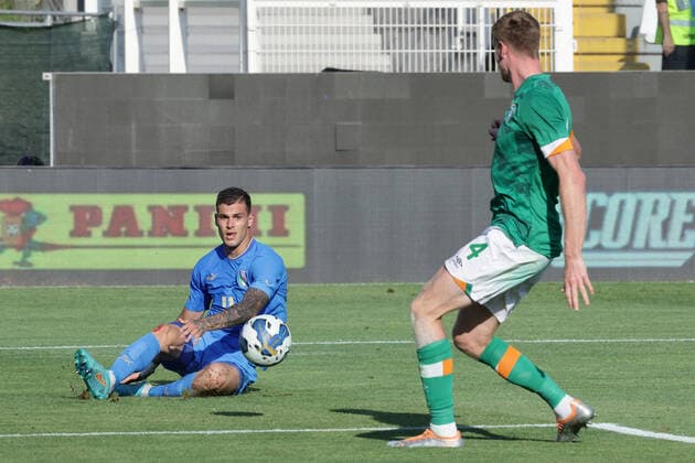 Pietro Pellegri of Italy during the UEFA Under 21 Championship 2023 Group F qualifying football match between Italy and Republic of Ireland at Cino e Lillo Del Duca stadium in Ascoli Piceno (Italy), June 14th, 2022. Photo Cesare Purini Insidefoto cesarexpurini