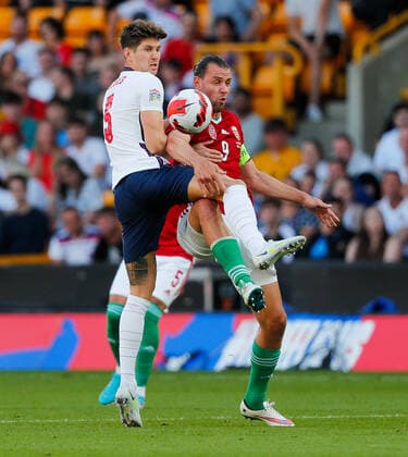 England v Hungary UEFA Nations League John Stones of England battles Adam Szalai of Hungary during the UEFA Nations League match between England and Hungary at Molineux, Wolverhampton Content Not Available For UK Newspapers Copyright: xPaulxChestertonx FIL-17013-0047 UK Newspapers OUT