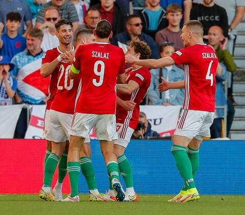 England v Hungary UEFA Nations League Roland Sallai of Hungary celebrates his goal during the UEFA Nations League match between England and Hungary at Molineux, Wolverhampton Content Not Available For UK Newspapers Copyright: xPaulxChestertonx FIL-17013-0068 UK Newspapers OUT