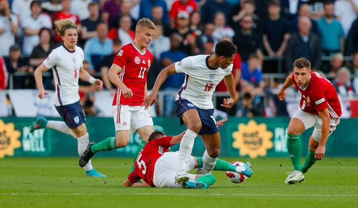England v Hungary UEFA Nations League Attila Fiola of Hungary tackles Jude Bellingham of England during the UEFA Nations League match between England and Hungary at Molineux, Wolverhampton Content Not Available For UK Newspapers Copyright: xPaulxChestertonx FIL-17013-0094 UK Newspapers OUT