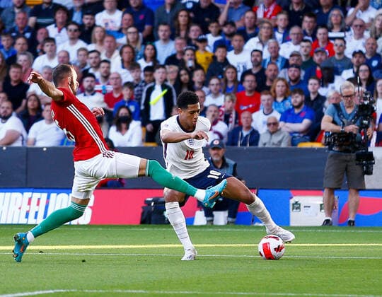 England v Hungary UEFA Nations League Jude Bellingham of England tries to cross the ball in during the UEFA Nations League match between England and Hungary at Molineux, Wolverhampton Content Not Available For UK Newspapers Copyright: xPaulxChestertonx FIL-17013-0120 UK Newspapers OUT