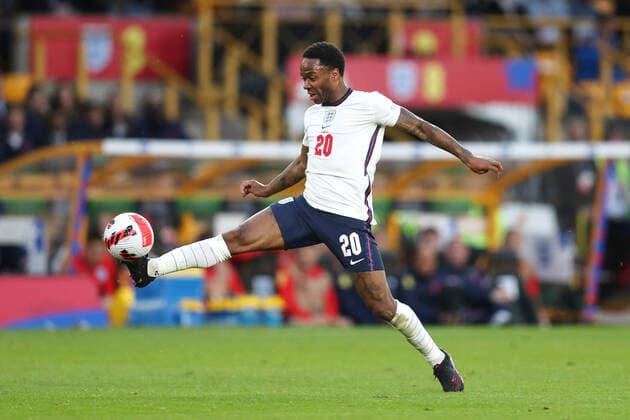 England v Hungary 14 June 2022, Wolverhampton - UEFA Nations League - League A (Group 3) - England v Hungary - Raheem Sterling of England - Photo: Mark Leech Offside. Wolverhampton UK Copyright: xMarkxLeechx xOffsidexOffside