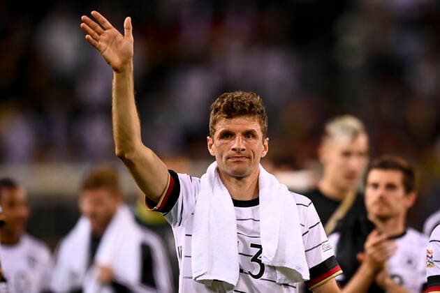 Photo LaPresse - Fabio Ferrari June, 14 2022 M& xf6;nchengladbach, Germany soccer Germany vs Italy - Uefa Nations League - Group C 3 6 - Stadium Stadion im Borussia-Park. In the pic:Thomas Muller (Germany)  Copyright: xFabioxFerrari LaPressex