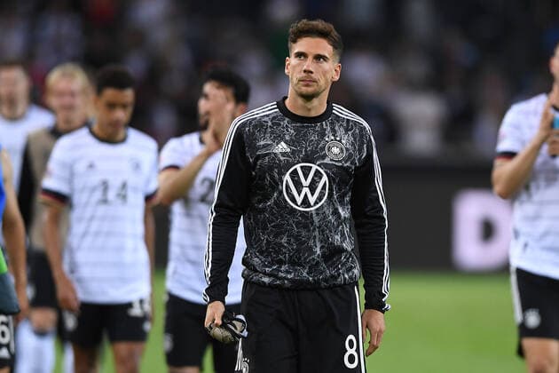 Fußball UEFA Nations League Deutschland - Italien am 14.06.2022 im Borussia-Park in Mönchengladbach Leon Goretzka ( Deutschland ) DFB regulations prohibit any use of photographs as image sequences and or quasi-video.