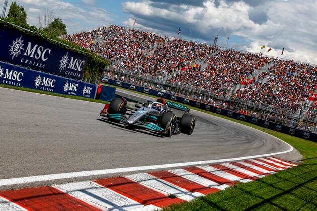 63 George Russell (GBR, Mercedes-AMG Petronas F1 Team), F1 Grand Prix of Canada at Circuit Gilles-Villeneuve on June 17, 2022 in Montreal, Canada. (Photo by HOCH ZWEI) Montreal Canada