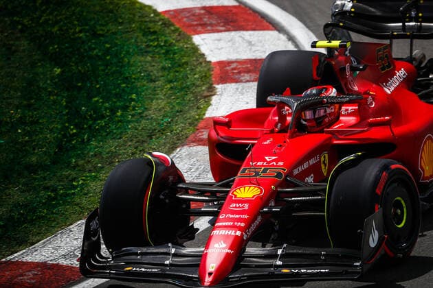55 SAINZ Carlos (spa), Scuderia Ferrari F1-75, action during the Formula 1 AWS Grand Prix du Canada 2022, 9th round of the 2022 FIA Formula One World Championship, WM, Weltmeisterschaft on the Circuit Gilles Villeneuve, from June 17 to 19, 2022 in Montreal, Canada - F1 - CANADIAN GRAND PRIX 2022 DPPI Panoramic  00122022__V2_2479