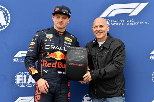 FORMULA 1 AWS GRAND PRIX DU CANADA 2022 18.06.2022, Circuit Gilles-Villeneuve, Montreal, FORMULA 1 AWS GRAND PRIX DU CANADA 2022 , im Bild Poleposition für Max Verstappen (NEL), Oracle Red Bull Racing, Jacques Villeneuve