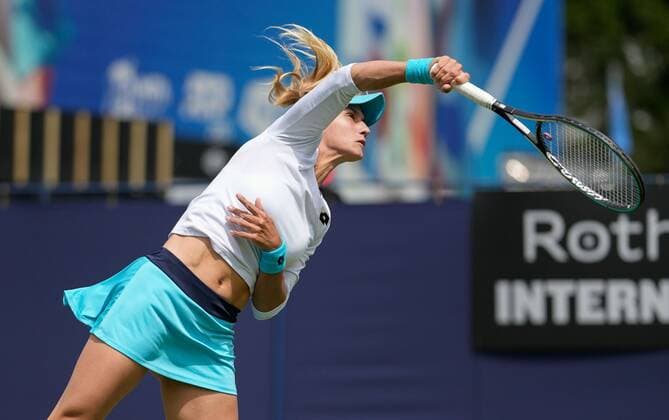 Mandatory Credit: Photo by Dave Shopland Shutterstock (12991864ao) Lesia Tsurenko from Ukraine during her Final Qualifying Match Rothesay International Eastbourne, Tennis, Devonshire Park, Eastbourne, UK - 19 Jun 2022 Rothesay International Eastbourne, Tennis, Devonshire Park, Eastbourne, UK - 19 Jun 2022  Copyright: xDavexShopland Shutterstockx 12991864ao
