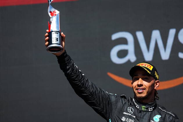 HAMILTON Lewis (gbr), Mercedes AMG F1 Team W13, portrait podium during the Formula 1 AWS Grand Prix du Canada 2022, 9th round of the 2022 FIA Formula One World Championship, WM, Weltmeisterschaft on the Circuit Gilles Villeneuve, from June 17 to 19, 2022 in Montreal, Canada - F1 - CANADIAN GRAND PRIX 2022 - RACE DPPI Panoramic  20220619_GOOD4708