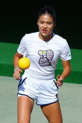 Mandatory Credit: Photo by Javier Garcia Shutterstock (12994278fg) Emma Raducanu plays Spike Ball before practice Wimbledon Tennis Championship Practice and Previews, The All England Lawn Tennis and Croquet Club, London, UK - 21 Jun 2022 Wimbledon Tennis Championship Practice and Previews, The All England Lawn Tennis and Croquet Club, London, UK - 21 Jun 2022  Copyright: xJavierxGarcia Shutterstockx 12994278fg