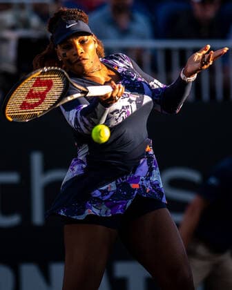 EASTBOURNE, ENGLAND - JUNE 22: Serena Williams of the United States during the Womens doubles quarter final playing alongside Ons Jabeur of Tunisia against Shuko Aoyama of Japan and Hao-Ching Chan of Chinese Taipei on Day Five of Rothesay International Eastbourne at Devonshire Park on June 22, 2022 in Eastbourne, E Rothesay International Eastbourne - Day Five Copyright: xSebastianxFrejx