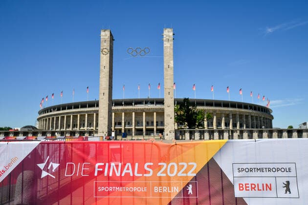 23.06.2022, xkaix, Leichtathletik Kugelstoßen Frauen, Deutsche Meisterschaften 2022 emspor, v.l. Die Finals mit der Leichtathletik im Olympiastadion Berlin