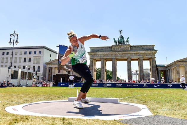 Sport Themen der Woche KW25 Sport Bilder des Tages 23.06.2022, xkaix, Leichtathletik Kugelstoßen Frauen, Deutsche Meisterschaften 2022 emspor, v.l. Sara Gambetta (SV Halle) Berlin *** 23 06 2022, xkaix, athletics shot put women, German Championships 2022 emspor, v l Sara Gambetta SV Halle Berlin kp