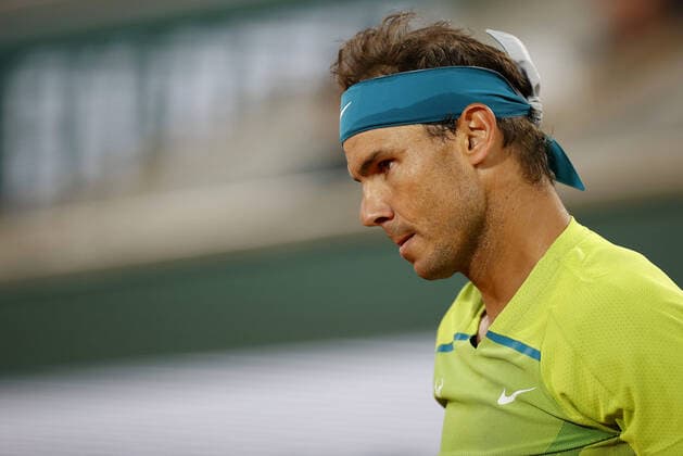 Mandatory Credit: Photo by Ella Ling Shutterstock (12959947fe) Rafael Nadal of Spain frustrated French Open Tennis, Day 10, Roland Garros, Paris, France - 31 May 2022 French Open Tennis, Day 10, Roland Garros, Paris, France - 31 May 2022  Copyright: xEllaxLing Shutterstockx 12959947fe