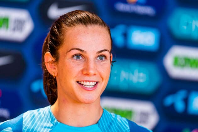 Womens football, A national team has media meeting for EC Oslo 20220624 Tuva Hansen during the national football team press conference at Ullevaal stadium in Oslo Friday Photo Hakon Mosvold Larsen NTB Oslo Norway  Copyright: xHakonxMosvoldxLarsenx xNTBx EDITORIAL USE ONLY. RESTRICTED USE FOR BETTING COMPANIES