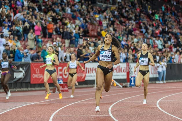 Sport Themen der Woche KW25 Schweizer Meisterschaften 2022 (24.06.2022) Mujinga Kambundji (STB Leichtathletik, SUI, 294) gewinnt die 100 m der Frauen in neuer Rekordzeit von 10.89 sec bei den Schweizer Meisterschaften 2022 in Zuerich, on Friday, June 24, 2022 *** Swiss Championships 2022 24 06 2022 Mujinga Kambundji STB Leichtathletik, SUI, 294 wins the womens 100 m in a new record time of 10 89 sec at the Swiss Championships 2022 in Zuerich, on Friday, June 24, 2022 Copyright: xBEAUTIFULxSPORTS OlafxRellischx