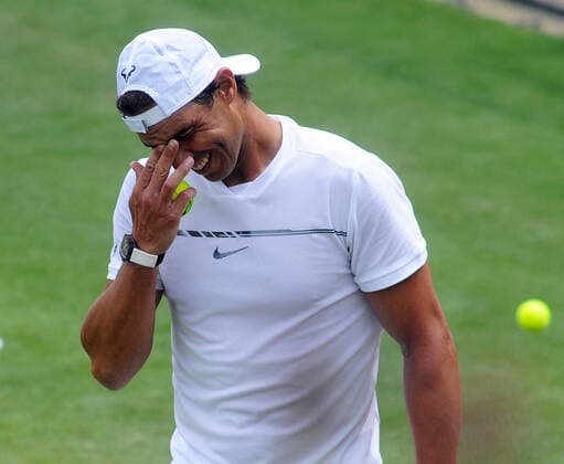 Tennis - 2022 All England Championships - Pre-evemnt practice - Wimbledon - Saturday 25th June 2022 Rafa Nadal laughs during practice 