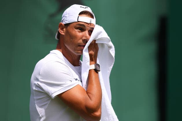 25th June 2022, All England Lawn Tennis and Croquet Club, London, England; Wimbledon Tennis tournament; Rafael Nadal during his practice session on court 10  ActionPlus12402311 ShaunxBrooks