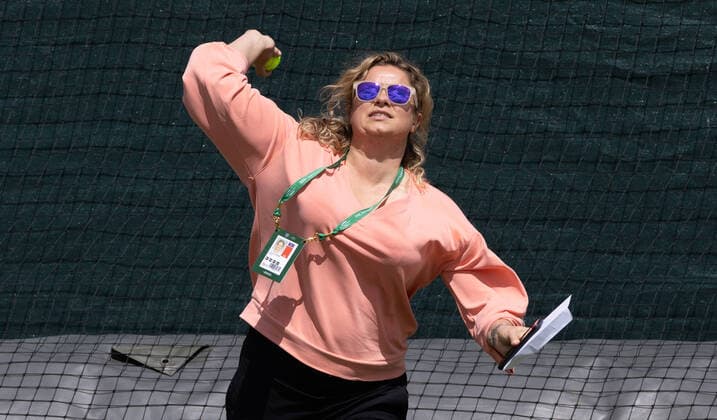 Belgian Kim Clijsters pictured during the 2022 Wimbledon grand slam tennis tournament at the All England Tennis Club, in south-west London, Britain, Sunday 26 June 2022. BENOITxDOPPAGNE  x36659779x