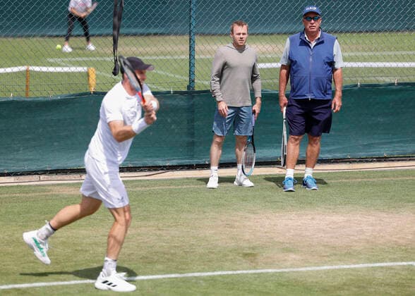 Andy Murray trainiert mit Trainer, coach Ivan Lendl Training, Aorangi Park Copyright: xJuergenxHasenkopfx