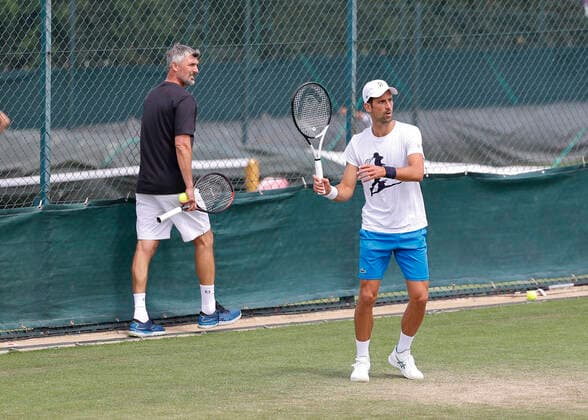 Novak Djokovic (SRB) trainiert mit Trainer, coach Goran Ivanisevic, Training, Aorangi Park Tennis - Wimbledon 2022 - Grand Slam ITF ATP, Tennis Herren WTA, Tennis Damen - AELTC - London - - Great Britain - 26 June 2022. Copyright: xJuergenxHasenkopfx