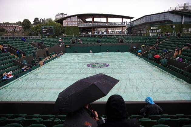 Tennis - Wimbledon (Day 1) 27th June 2022 - Tennis - Wimbledon (Day 1) - The rain covers on Court 3 - Photo: Simon Stacpoole Offside. London UK Copyright: xSimonxStacpoolexOffside
