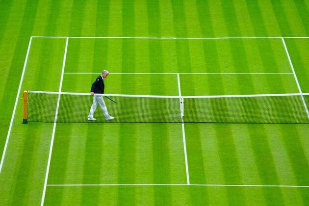 Mandatory Credit: Photo by Javier Garcia Shutterstock (13002017g) The umpire checks the net before the first game on Centre Court Wimbledon Tennis Championships, Day 1, The All England Lawn Tennis and Croquet Club, London, UK - 27 Jun 2022 Wimbledon Tennis Championships, Day 1, The All England Lawn Tennis and Croquet Club, London, UK - 27 Jun 2022  Copyright: xJavierxGarcia Shutterstockx 13002017g