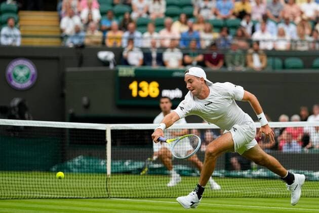 Mandatory Credit: Photo by Dave Shopland Shutterstock (13002015ad) Jan-Lennard Struff during his first round match Wimbledon Tennis Championships, Day 1, The All England Lawn Tennis and Croquet Club, London, UK - 27 Jun 2022 Wimbledon Tennis Championships, Day 1, The All England Lawn Tennis and Croquet Club, London, UK - 27 Jun 2022  Copyright: xDavexShopland Shutterstockx 13002015ad