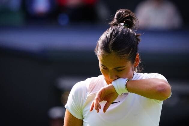 Mandatory Credit: Photo by Javier Garcia Shutterstock (13002017dh) Emma Raducanu during her first round match Wimbledon Tennis Championships, Day 1, The All England Lawn Tennis and Croquet Club, London, UK - 27 Jun 2022 Wimbledon Tennis Championships, Day 1, The All England Lawn Tennis and Croquet Club, London, UK - 27 Jun 2022  Copyright: xJavierxGarcia Shutterstockx 13002017dh