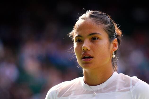 Mandatory Credit: Photo by Javier Garcia Shutterstock (13002017ec) Emma Raducanu during her first round match Wimbledon Tennis Championships, Day 1, The All England Lawn Tennis and Croquet Club, London, UK - 27 Jun 2022 Wimbledon Tennis Championships, Day 1, The All England Lawn Tennis and Croquet Club, London, UK - 27 Jun 2022  Copyright: xJavierxGarcia Shutterstockx 13002017ec
