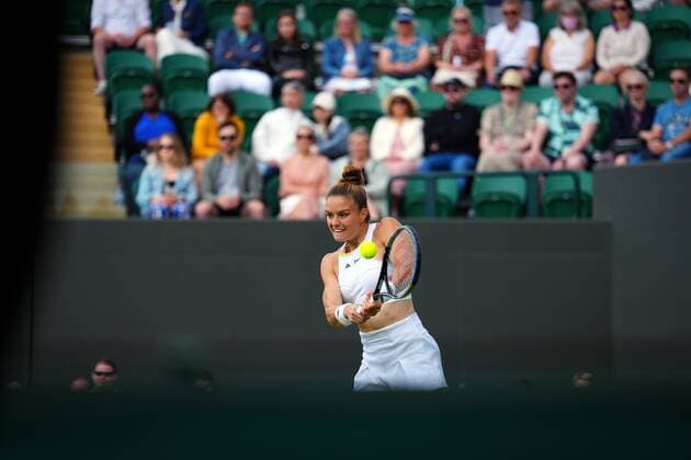 Mandatory Credit: Photo by Javier Garcia Shutterstock (13002021h) Maria Sakkari during her first round match Wimbledon Tennis Championships, Day 2, The All England Lawn Tennis and Croquet Club, London, UK - 28 Jun 2022 Wimbledon Tennis Championships, Day 2, The All England Lawn Tennis and Croquet Club, London, UK - 28 Jun 2022  Copyright: xJavierxGarcia Shutterstockx 13002021h