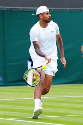 Mandatory Credit: Photo by Javier Garcia Shutterstock (13002021ax) Nick Kyrgios plays a no look winner Wimbledon Tennis Championships, Day 2, The All England Lawn Tennis and Croquet Club, London, UK - 28 Jun 2022 Wimbledon Tennis Championships, Day 2, The All England Lawn Tennis and Croquet Club, London, UK - 28 Jun 2022  Copyright: xJavierxGarcia Shutterstockx 13002021ax