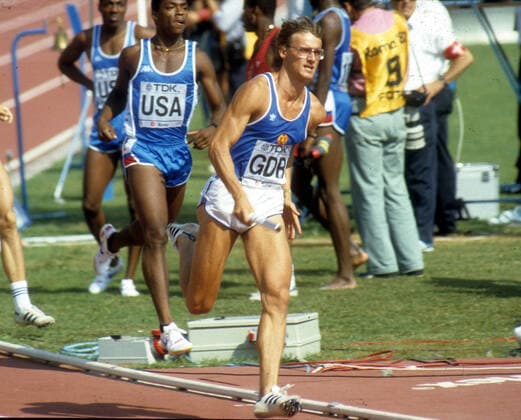 WM Leichtathletik in Rom : Thomas Schönlebe (DDR) in Aktion über 4 x 400m Staffel 05.09.1987 *** World Championships in Athletics in Rome Thomas Schönlebe GDR in action over 4 x 400m relay 05 09 1987 HM