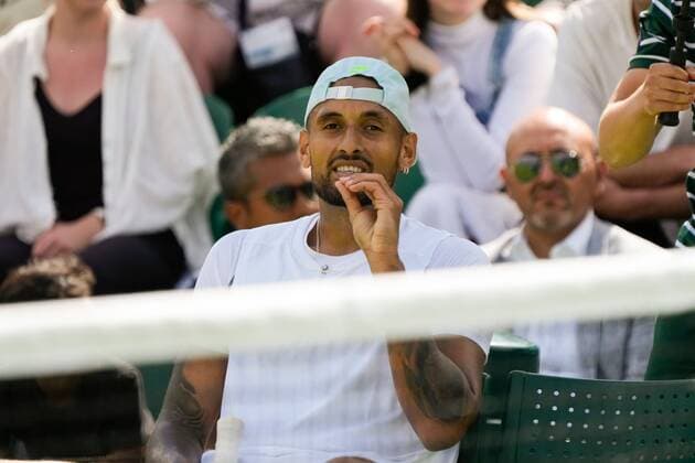 Mandatory Credit: Photo by Dave Shopland Shutterstock (13002019br) Nick Kyrgios during his first round match Wimbledon Tennis Championships, Day 2, The All England Lawn Tennis and Croquet Club, London, UK - 28 Jun 2022 Wimbledon Tennis Championships, Day 2, The All England Lawn Tennis and Croquet Club, London, UK - 28 Jun 2022  Copyright: xDavexShopland Shutterstockx 13002019br