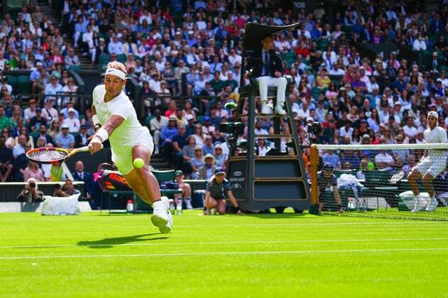 Mandatory Credit: Photo by Javier Garcia Shutterstock (13002021gr) Rafael Nadal during his first round match Wimbledon Tennis Championships, Day 2, The All England Lawn Tennis and Croquet Club, London, UK - 28 Jun 2022 Wimbledon Tennis Championships, Day 2, The All England Lawn Tennis and Croquet Club, London, UK - 28 Jun 2022  Copyright: xJavierxGarcia Shutterstockx 13002021gr