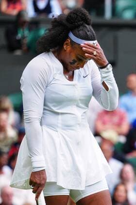 Mandatory Credit: Photo by Javier Garcia Shutterstock (13002021mi) Serena Williams dejected after losing the first set during her first round match Wimbledon Tennis Championships, Day 2, The All England Lawn Tennis and Croquet Club, London, UK - 28 Jun 2022 Wimbledon Tennis Championships, Day 2, The All England Lawn Tennis and Croquet Club, London, UK - 28 Jun 2022  Copyright: xJavierxGarcia Shutterstockx 13002021mi