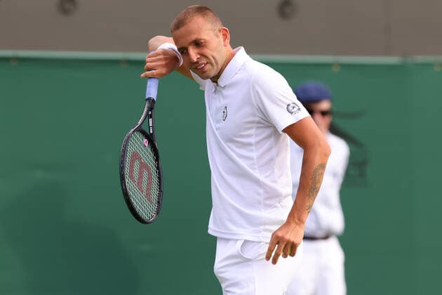 28th June 2022, All England Lawn Tennis and Croquet Club, London, England; Wimbledon Tennis tournament; A dejected Daniel Evans after he loses the first set to Jason Kubler in the mens singles  ActionPlus12402809 ShaunxBrooks