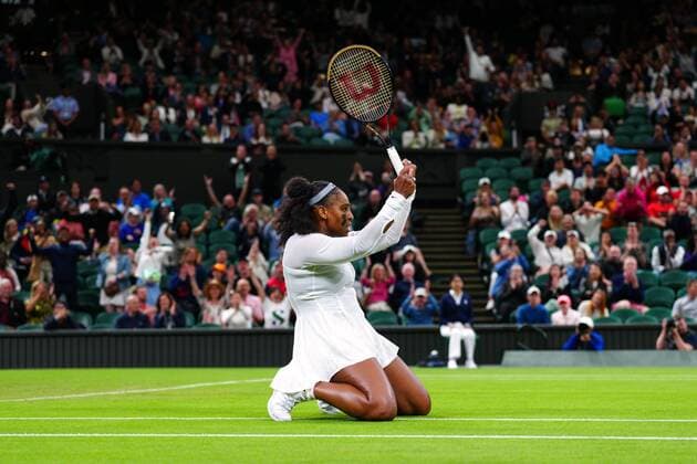 Mandatory Credit: Photo by Javier Garcia Shutterstock (13002021nh) Serena Williams celebrates during her first round match Wimbledon Tennis Championships, Day 2, The All England Lawn Tennis and Croquet Club, London, UK - 28 Jun 2022 Wimbledon Tennis Championships, Day 2, The All England Lawn Tennis and Croquet Club, London, UK - 28 Jun 2022  Copyright: xJavierxGarcia Shutterstockx 13002021nh
