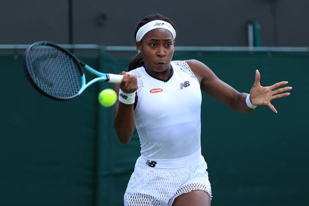 Tennis - Wimbledon (Day 2) 28th June 2022 - Tennis - Wimbledon (Day 2) - Coco Gauff (USA) in action during her Ladies Singles 1st Round match against Elena-Gabriela Ruse (ROM) - Photo: Simon Stacpoole Offside. London UK Copyright: xSimonxStacpoolexOffside